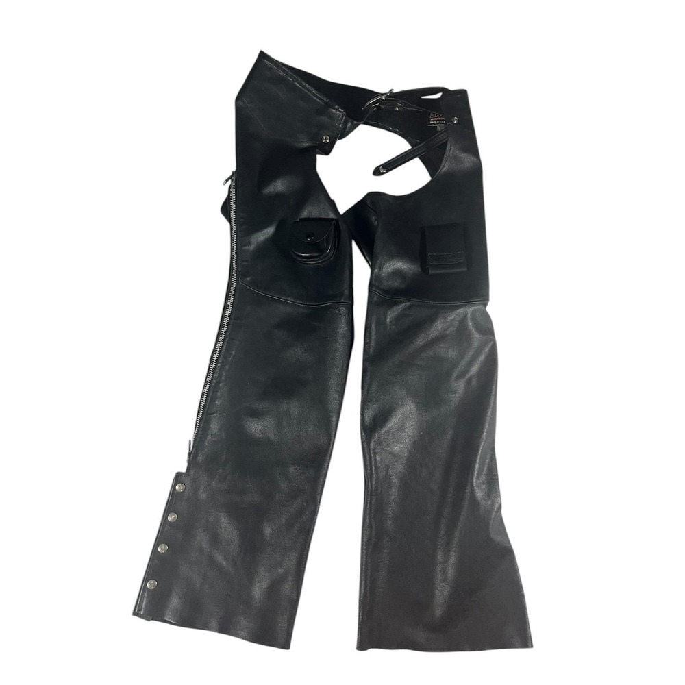 Vintage Brooks Leather Motorcycle Chaps Men's L Made in USA Zippered Pockets